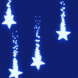 a gif with a dark blue background, with white stars falling down.